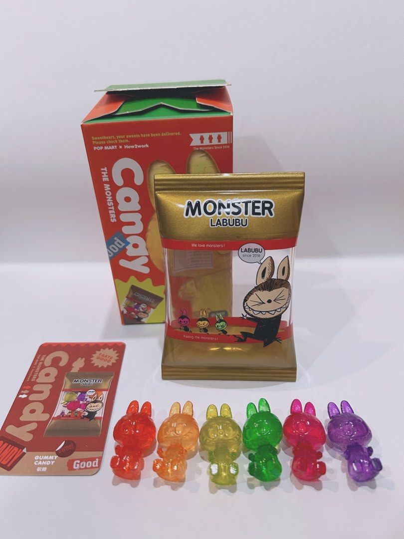 Popmart blindbox Labubu candy gummy candy vivicat hamburger, Hobbies