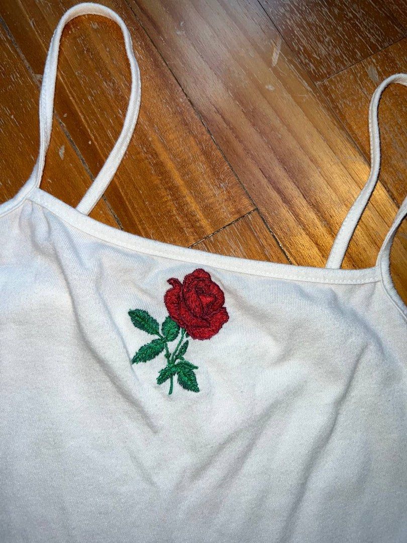 RARE BRANDY MELVILLE john galt rose embroidery cami, Women's Fashion