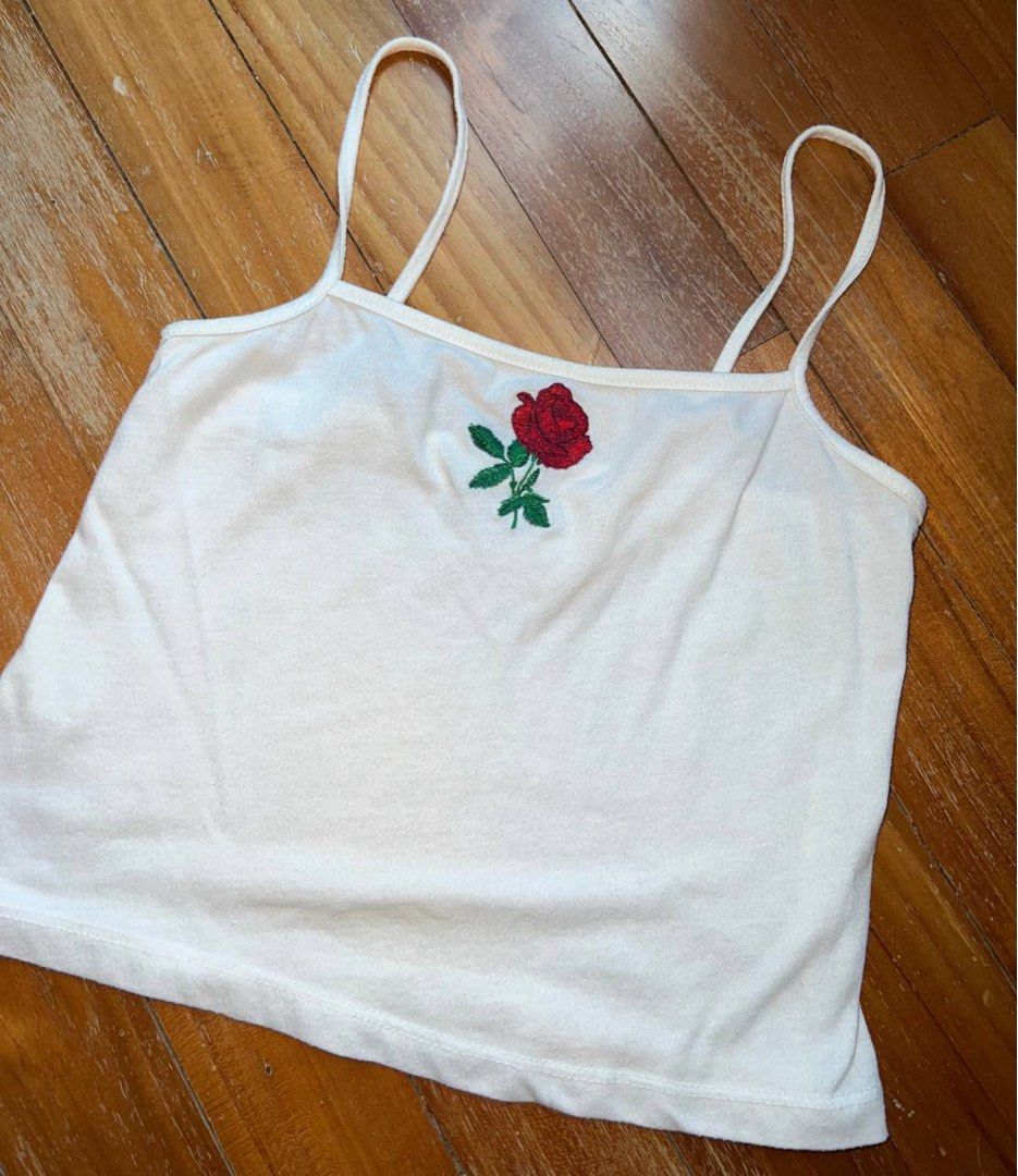 RARE BRANDY MELVILLE john galt rose embroidery cami, Women's Fashion