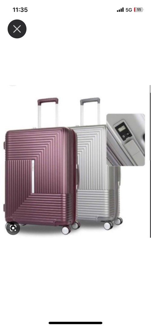 Samsonite Prestige 69cm 25 inch lightweight luggage with built in scale silver wine red Hobbies Toys Travel Luggage on Carousell