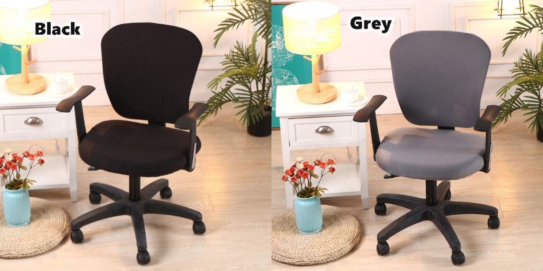 Split Elastic Office Chair Cover Washable Dinning Computer Chairs Covers Black Furniture Home Living Furniture Chairs on Carousell