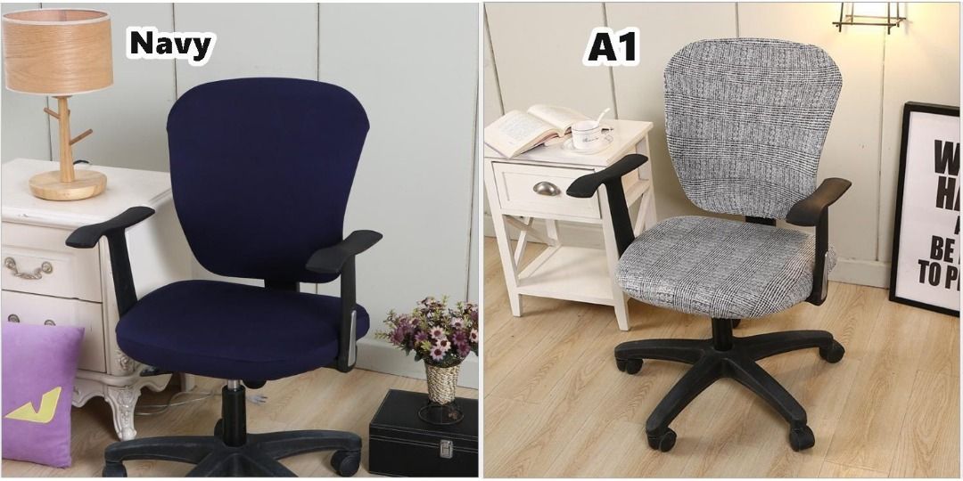 Split Elastic Office Chair Cover Washable Dinning Computer Chairs Covers Black Furniture Home Living Furniture Chairs on Carousell