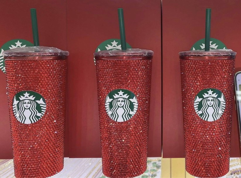 Starbucks rhinestones Red Cup, Furniture & Home Living, Kitchenware