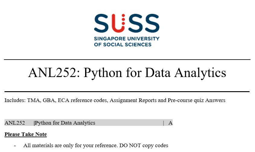SUSS: ANL252 PYTHON FOR DATA ANALYTICS, Hobbies & Toys, Books ...
