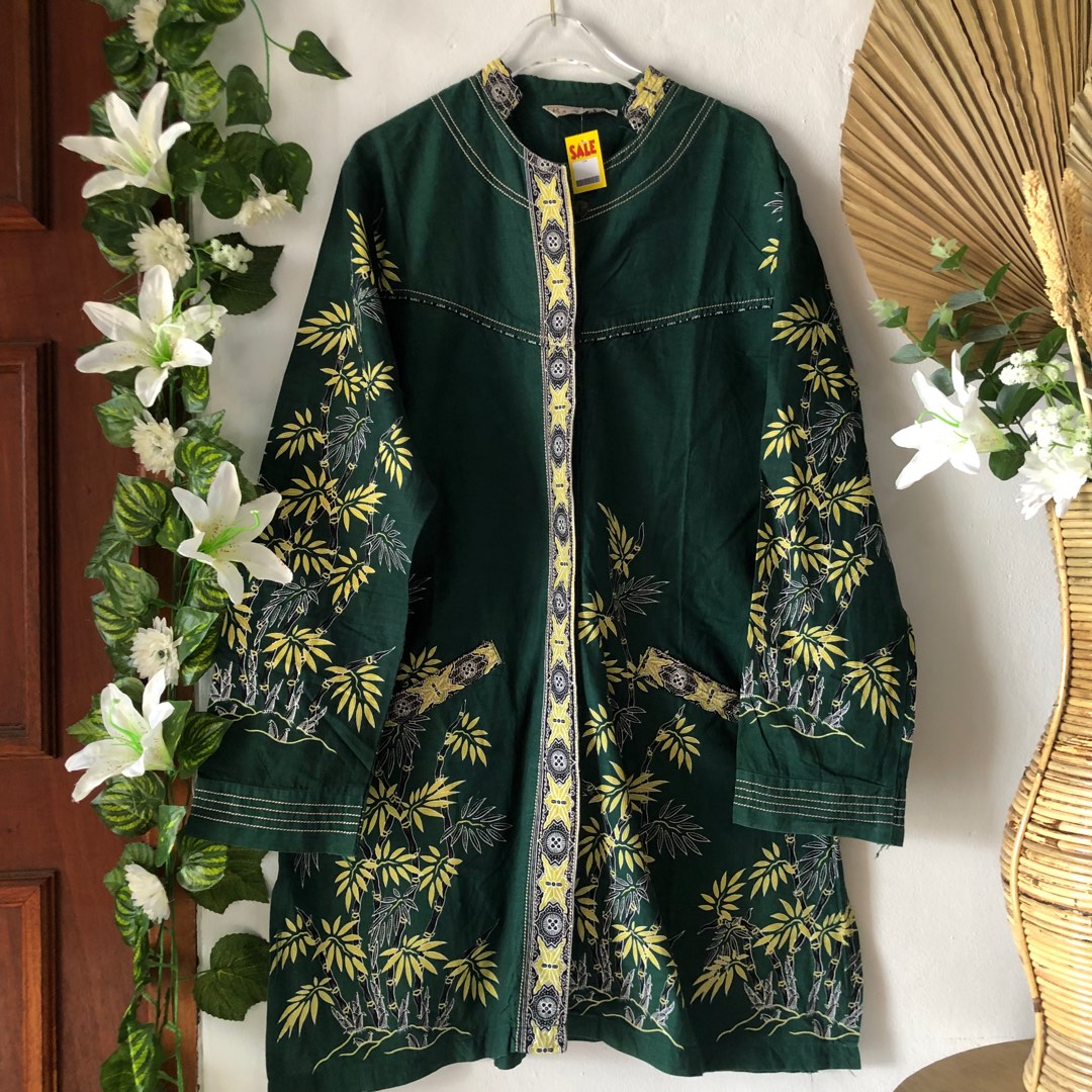 Tunik Batik Hijau Tua, Women's Fashion, Women's Clothes, Dresses