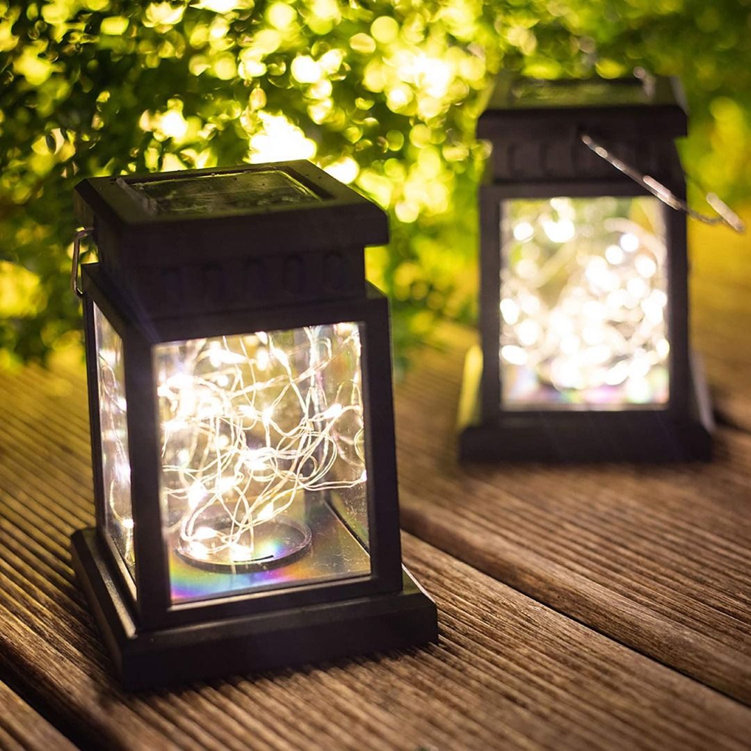Hanging Solar Lanterns Outdoor Waterproof Pack Metal LED Decorative Lig - 2
