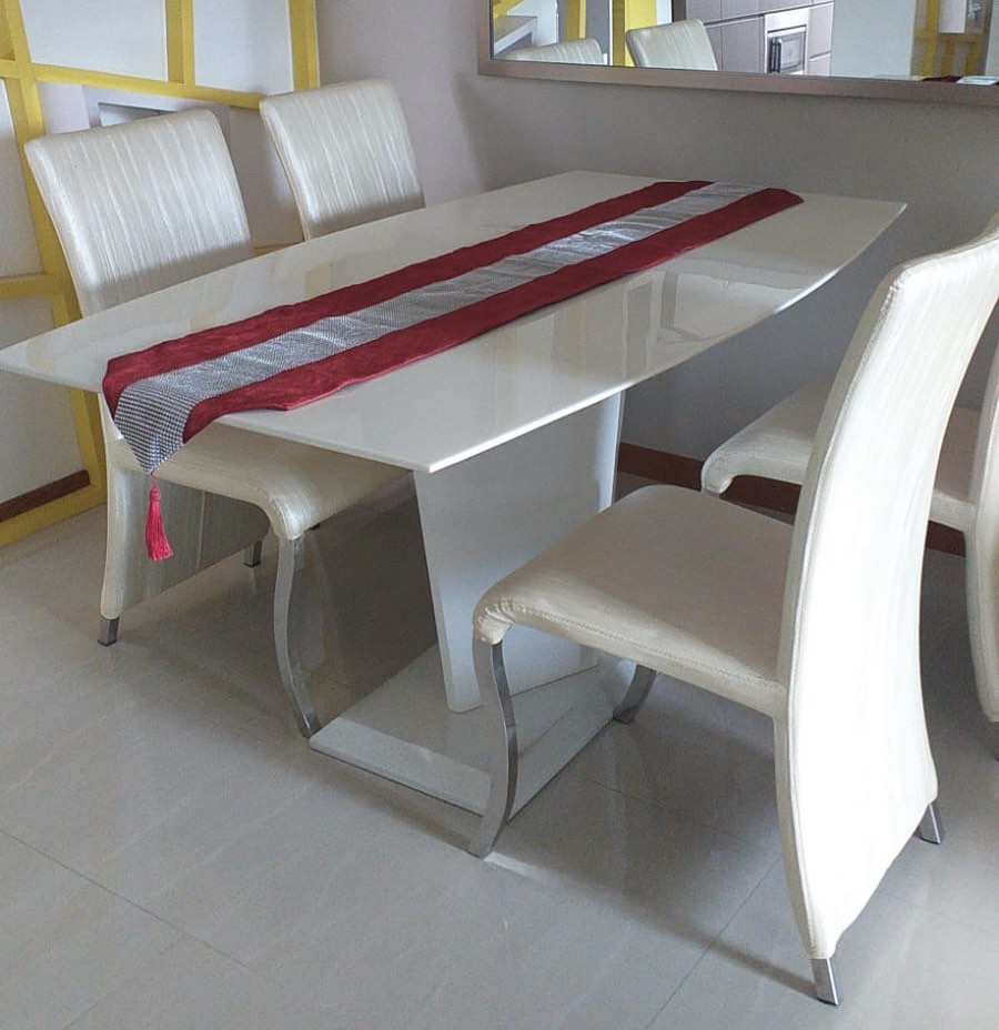 White Ceramic Dining Table And Chairs, Furniture & Home Living