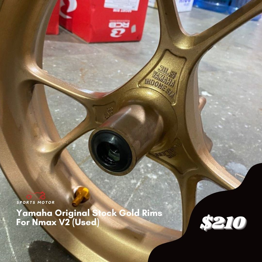 YAMAHA ORIGINAL STOCK GOLD RIMS FOR NMAX V2, Motorcycles, Motorcycle ...