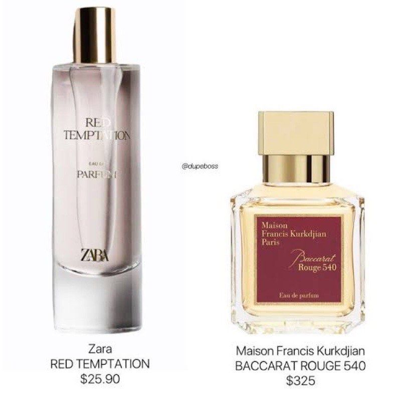 ZARA EAU DE PARFUM RED TEMPTATIONDUPE FOR MFK BACCARAT ROUGE 540
