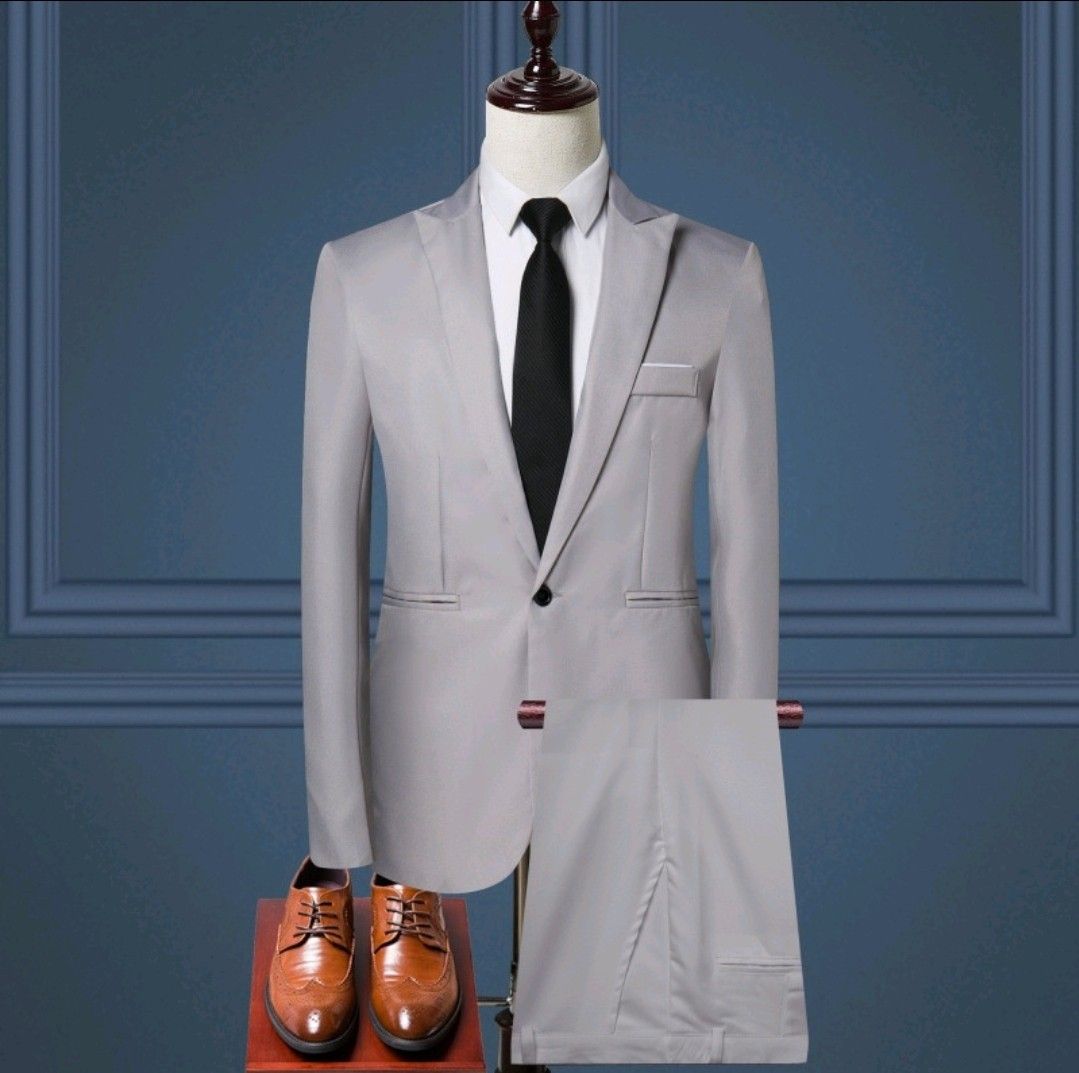 2 Piece Set Men Blazer Formal Business Men s Fashion Tops Sets