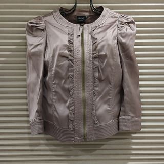 [38/M] iROO咖啡色光澤感緞面圓領短版小外套 搭配禮服質感優雅 小S代言百貨專櫃品牌