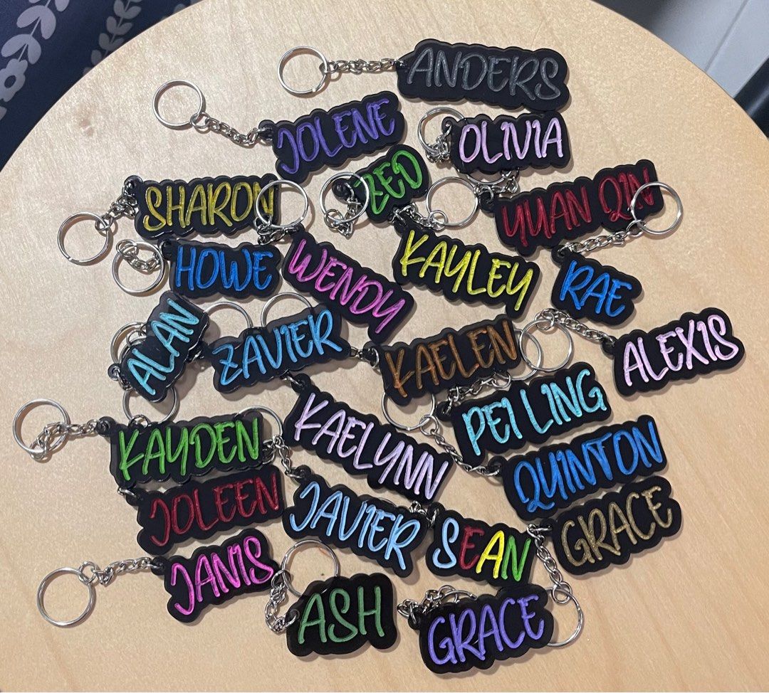 Acrylic Name Keychain Luggage Tag Keyring, Hobbies & Toys, Stationery