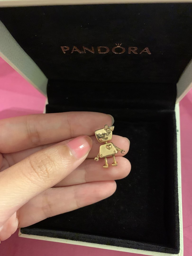 Authentic PANDORA Robot Girl Rose Charm With Pink Enamel