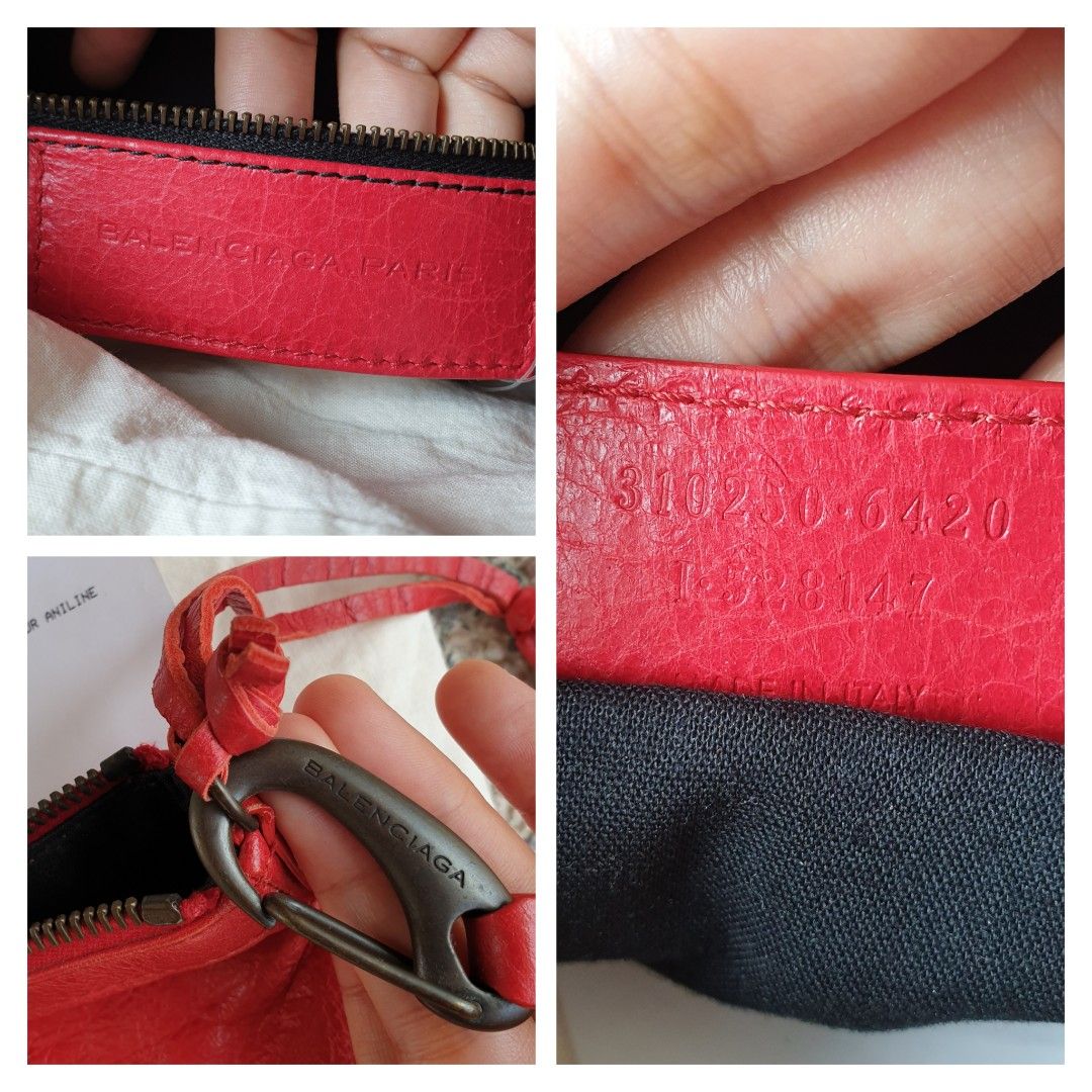 Balenciaga Classic Leather Studs Sling Bag (Category: Luxury Bags & Wallets) located in Davao. Submitted by declutter14 (Listing ID 1205278509, Image 2). Description: Preloved AUTHENTIC Balenciaga Agneau Classic Red Leather Studs Flat Sling Bag •dustbag, mirror, leather sample, cards •SG BASED**SG TO PH 25,000 FREESF •PAYMENT: ML LHUi Only BAWAL SA BARAT, MAARTE. NOT UKAY² NO LAY AWAY....WLANG BUDGET PIKIT MUNA.