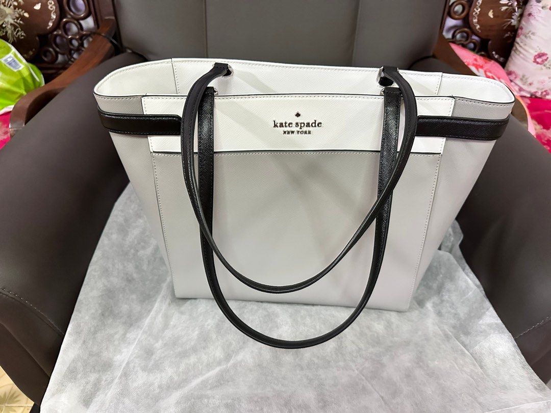 Brand New Authentic Kate Spade Staci Laptop Tote Triple Compartment Leather  Nimbus Grey Multi /Silver, Women's Fashion, Bags & Wallets, Tote Bags on  Carousell