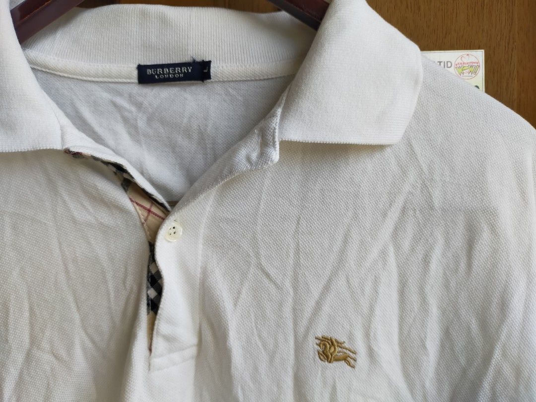 Burberry London logo polo shirt white, Men's Fashion, Tops & Sets, Formal  Shirts on Carousell