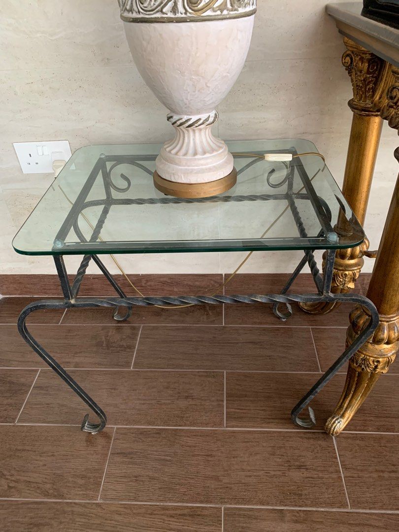 Side Table (Category: Other Home Furniture) located in Singapore. Submitted by mersingboy (Listing ID 1205344205, Image 1). Description: Metal Frame in brass colour Bevelled Glass top that’s removable Self collection .