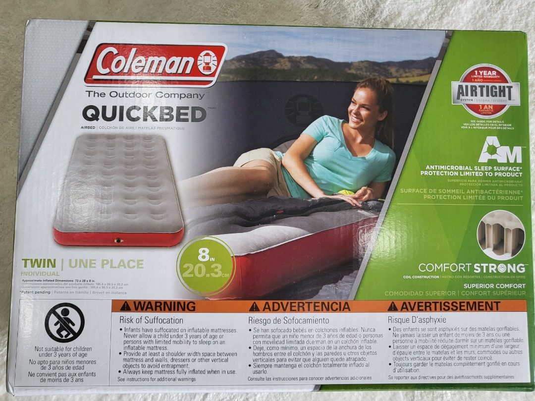 coleman quick bed plus single high airbed mattress