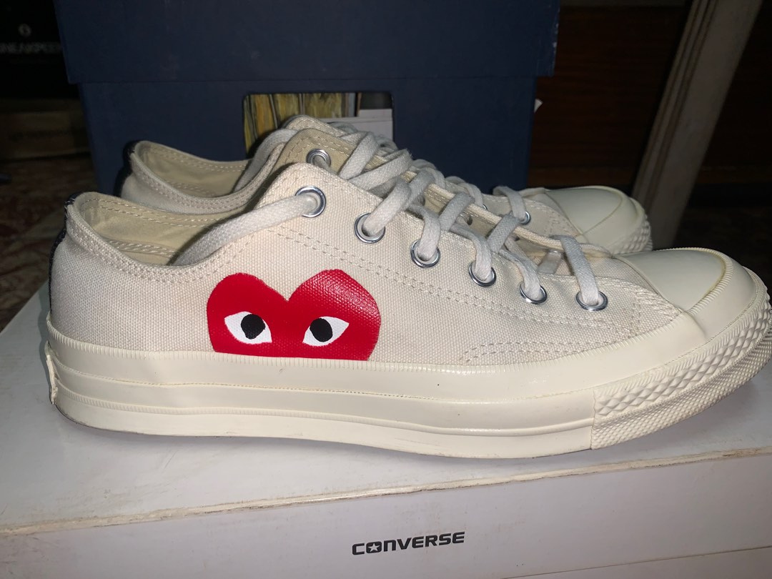 Converse CDG Cream, Men's Fashion, Footwear, Sneakers on Carousell