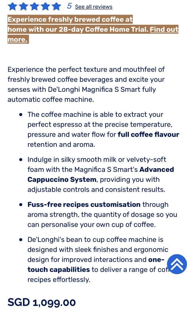 DeLonghi Magnifica S Smart, TV & Home Appliances, Kitchen Appliances ...