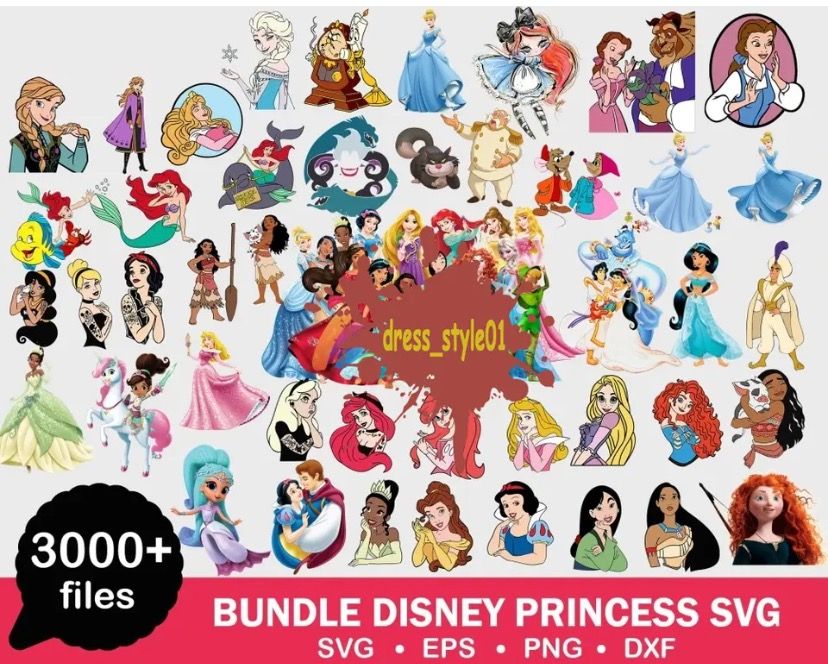 Disney princess SVG vector Files for print and cricut, Hobbies & Toys