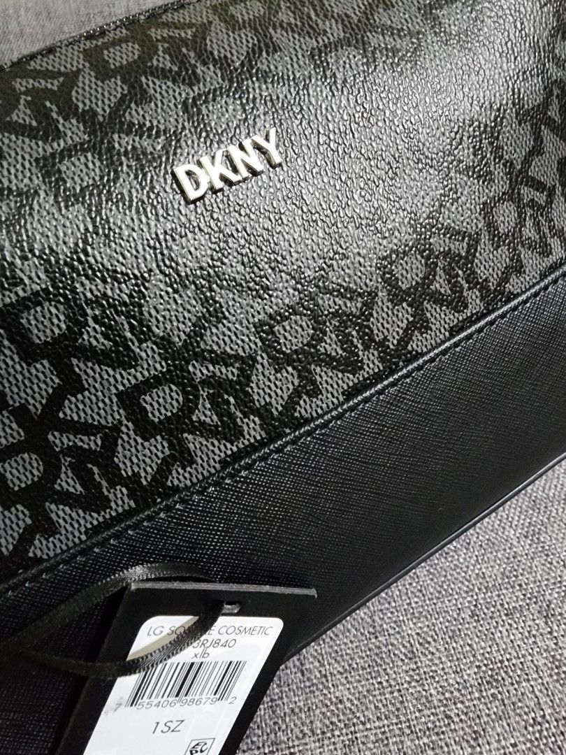 Dkny, Bags, Dkny Large Square Cosmetic Bag Black And Grey Lv