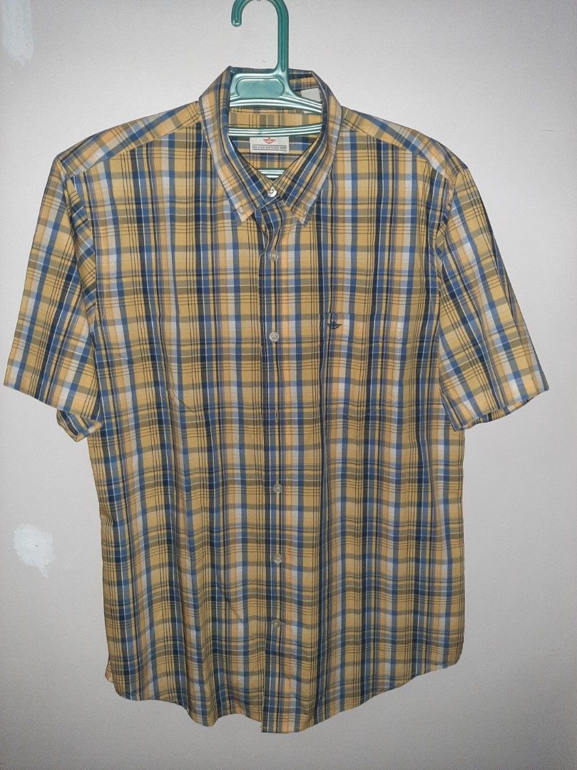 90'S Dockers Short Sleeve Button-Down Striped Shirt, Men's Size XL, Vintage cotton blue type Vintage Second Hand