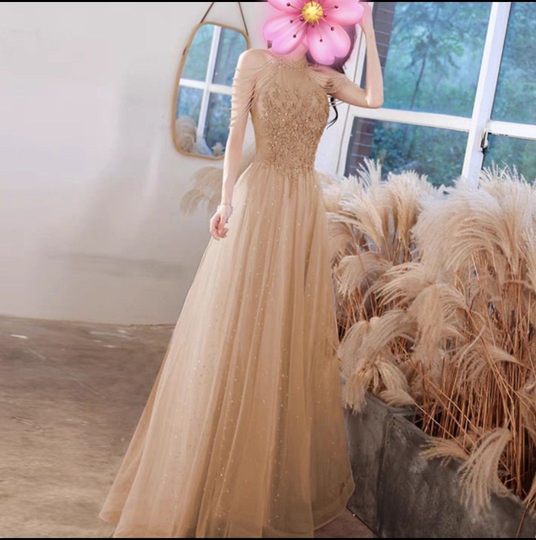 Champagne evening gown hot sale