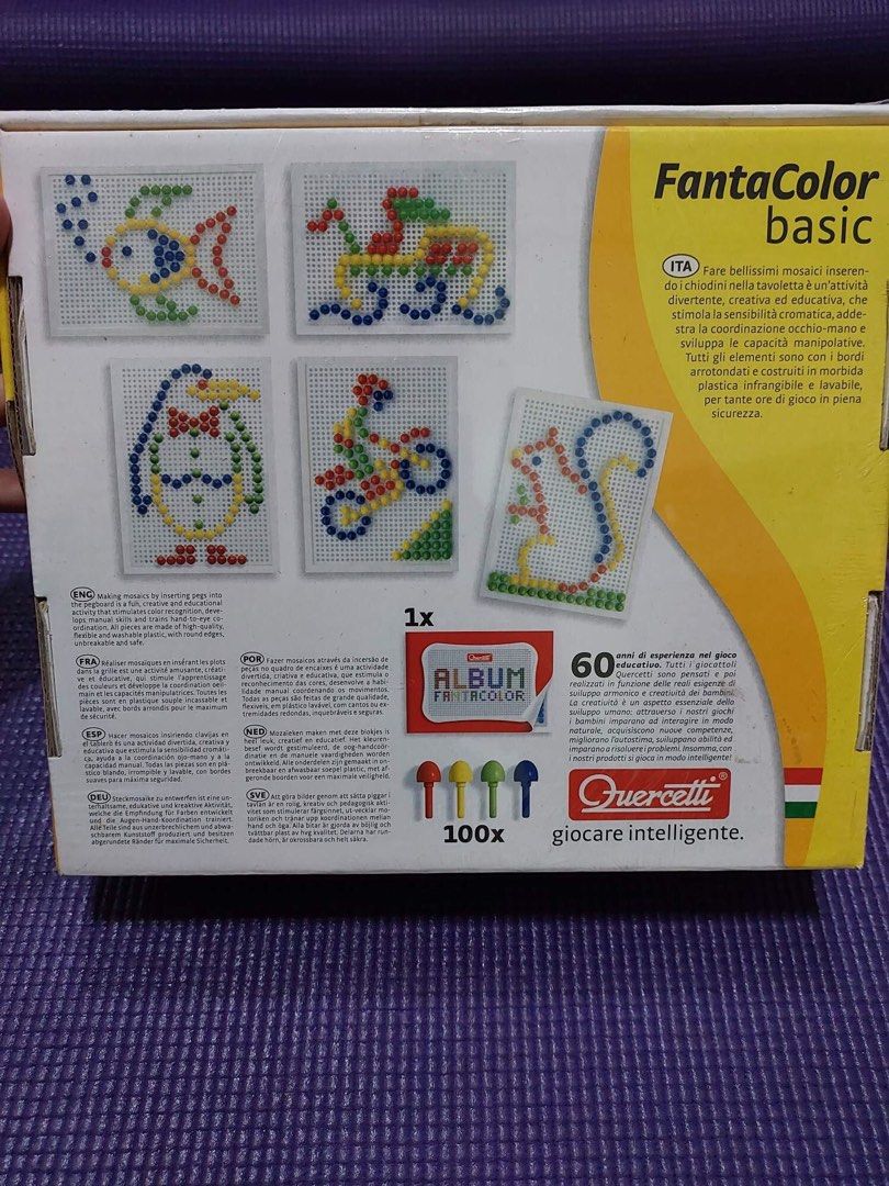 FantaColor Small Pegboard Round Pegs for Kids (Category: Craft Supplies & Tools) located in Rizal. Submitted by bolyloli_tales.treasures (Listing ID 1205358882, Image 2). Description: Brand new Only 2 stocks left!!! Portable, suitcase type, board locks into case of pegs 22x16 cm board size Circle pegs Includes 100 pegs with 4 different colors and a guide book .
