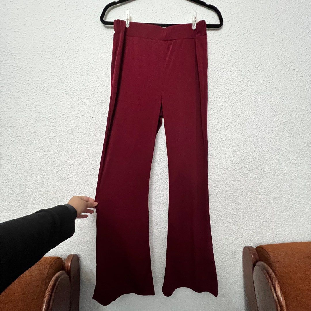 Maroon best sale flare pants