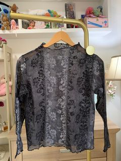 Gothic turtle neck top sheer lace
