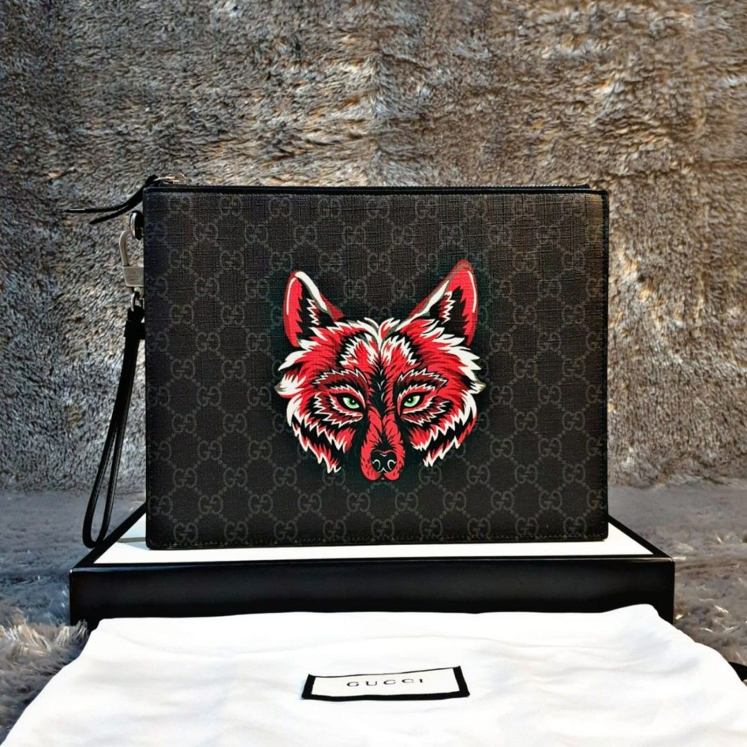 Gucci wolf cheap clutch