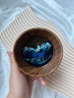 handmade ocean resin epoxy wooden bowl