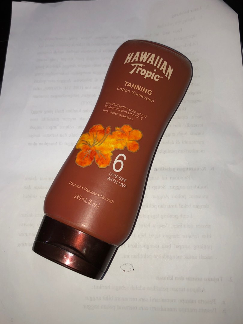 Hawaiian Tropic Tanning Lotion Sunscreen, Kesehatan & Kecantikan, Kulit