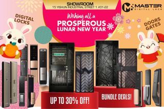 HDB MAIN LAMINATED DOORS / MILD STEEL METAL GATES / DIGITAL LOCKS BUNDLE - FIRE RATED DOOR