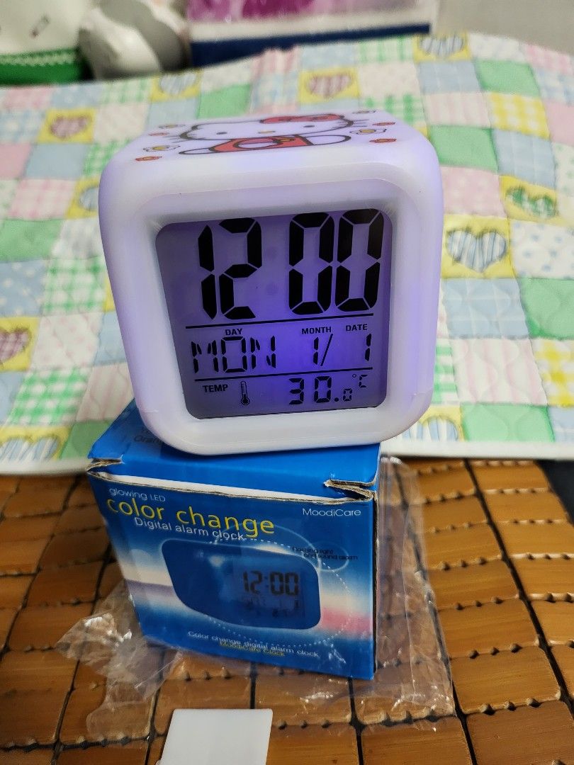 HK Colour Changing LED Alarm Clock, Everything Else on Carousell