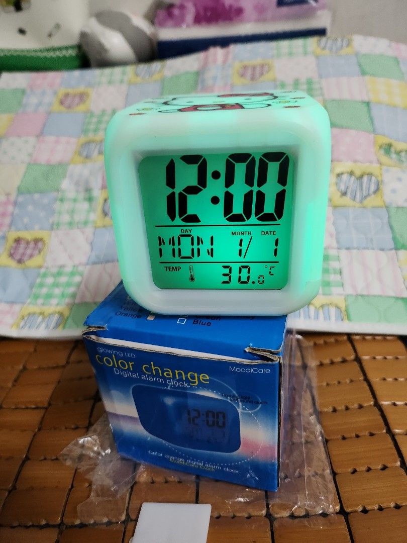 HK Colour Changing LED Alarm Clock, Everything Else on Carousell