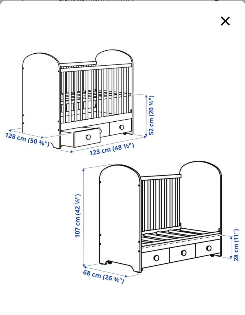 Ikea Baby Cot with Drawer_Special Edition, Babies & Kids, Baby Nursery