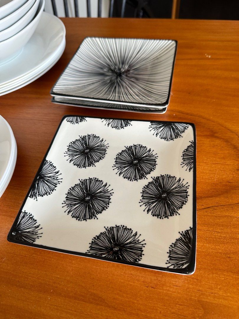 Ikea black and white plates and bowls, Furniture & Home Living