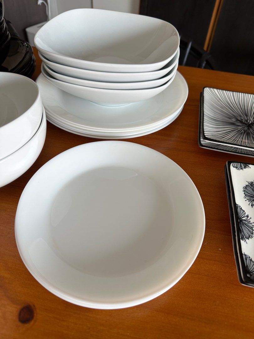 Ikea black and white plates and bowls, Furniture & Home Living