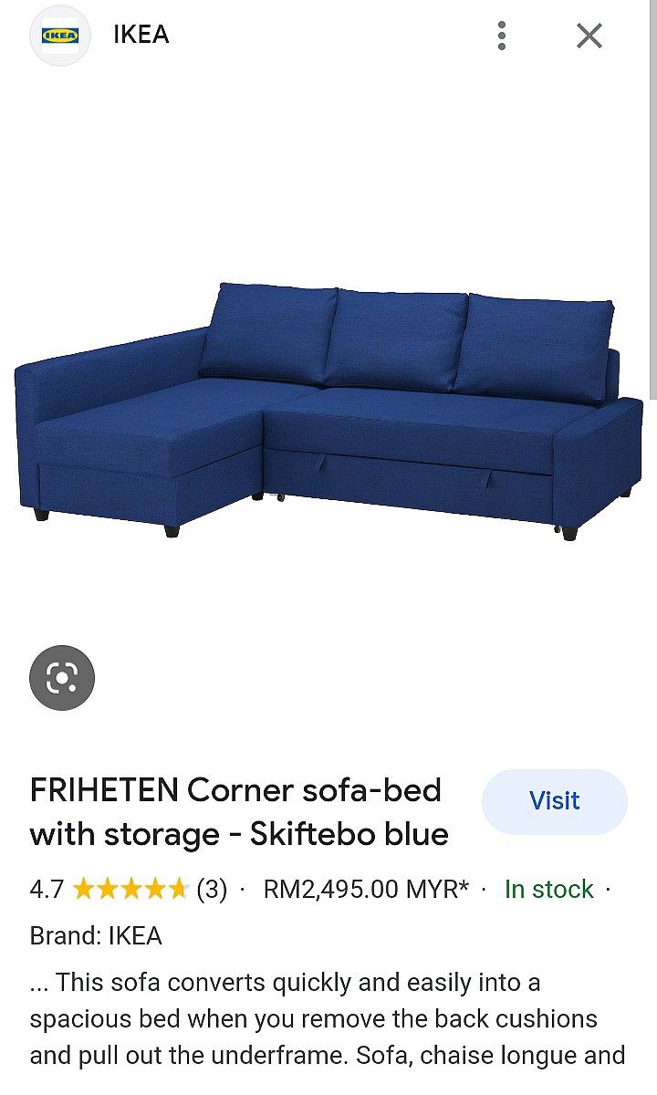 IKEA FRIHETEN CORNER SOFABED WITH STORAGE, Furniture & Home Living