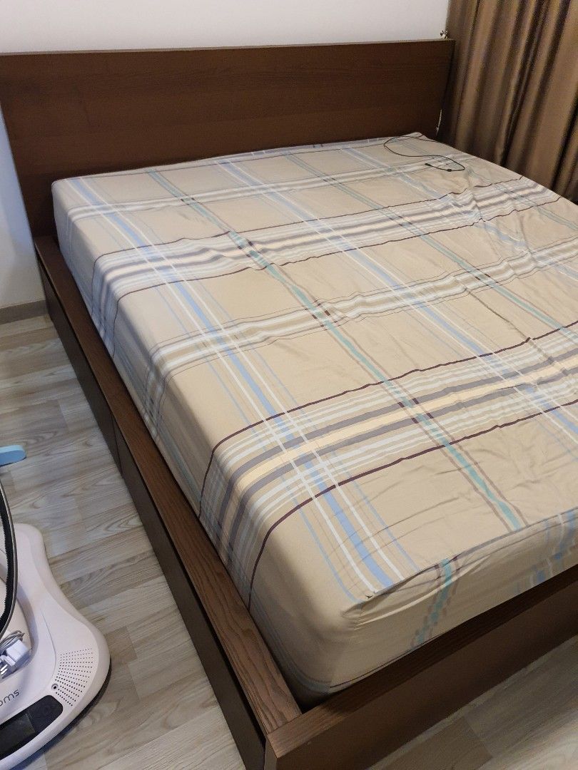 Ikea Malm King Size Bed Frame and Mattress, Furniture & Home Living