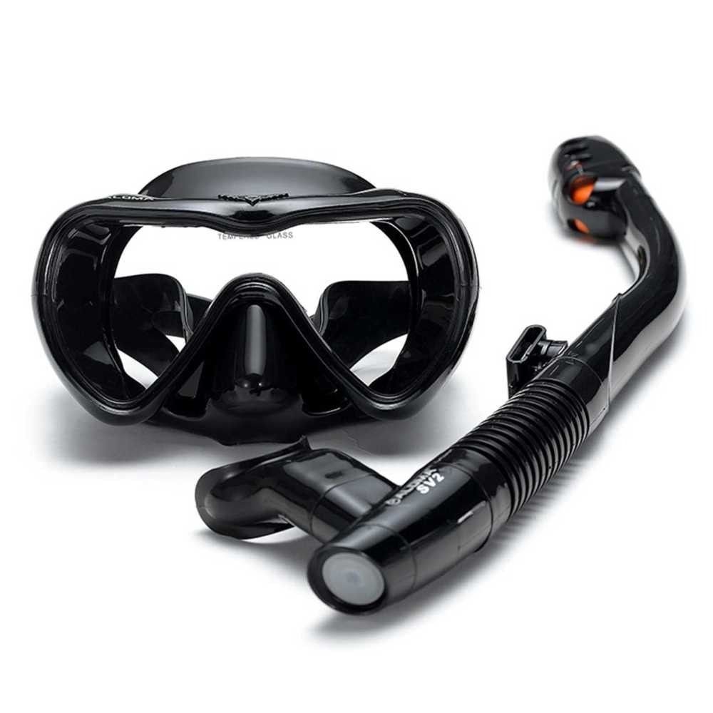 Leakproof Snorkel Set Anti fog Swimming Snorkeling Goggles Glasses with Easy Breath Dry Snorkel Tube for Snorkeling Swimming Scuba Diving Black