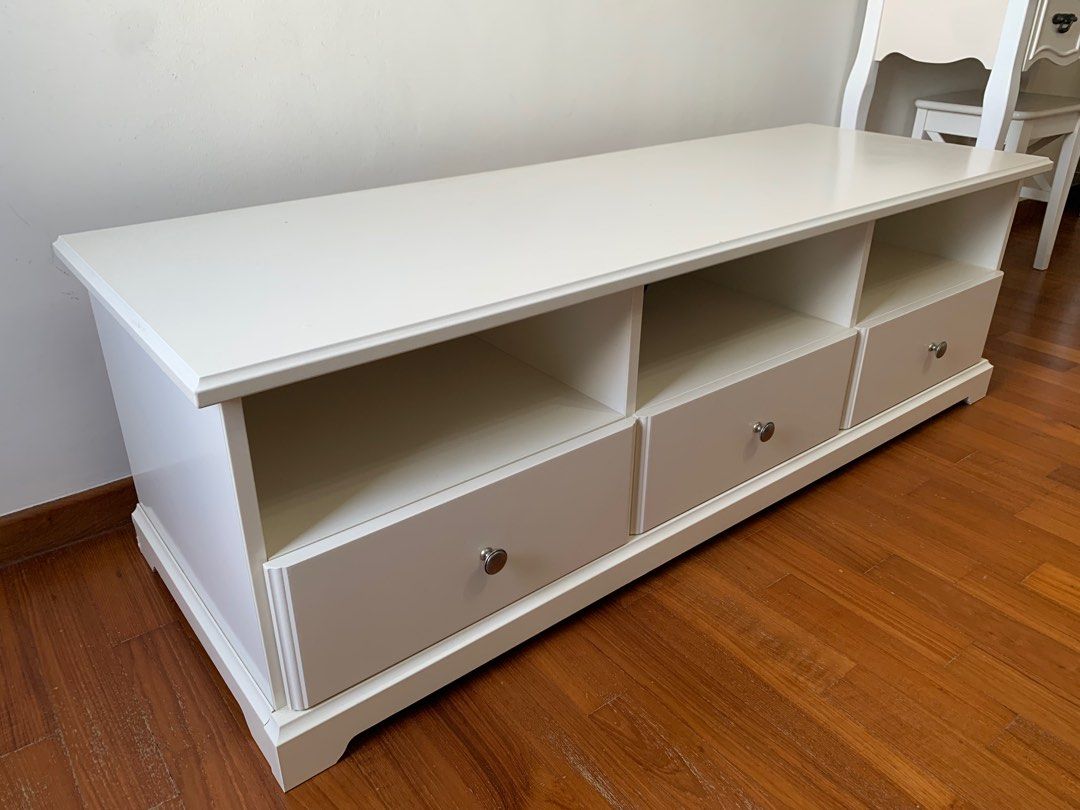 LIATORP white TV console table in great condition, Furniture & Home
