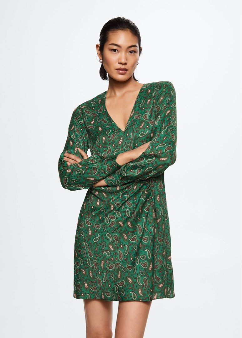 flowy sleeves wedding dress Printed dress with openings – Shaws main image 0