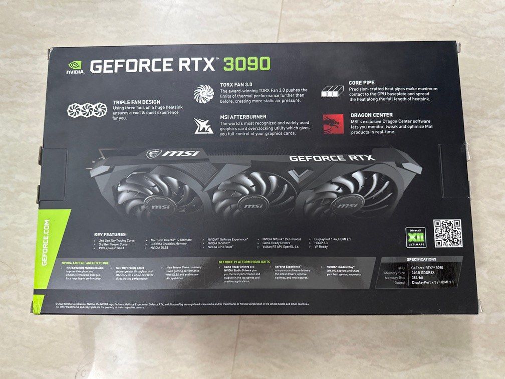 MSI VENTUS 3x OC Edition RTX 3090, Computers & Tech, Parts ...