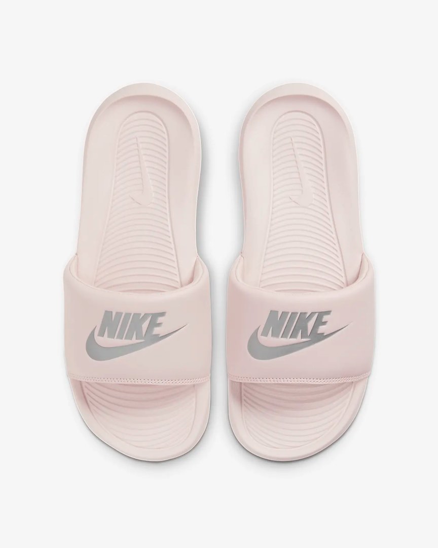 All pink nike top slides