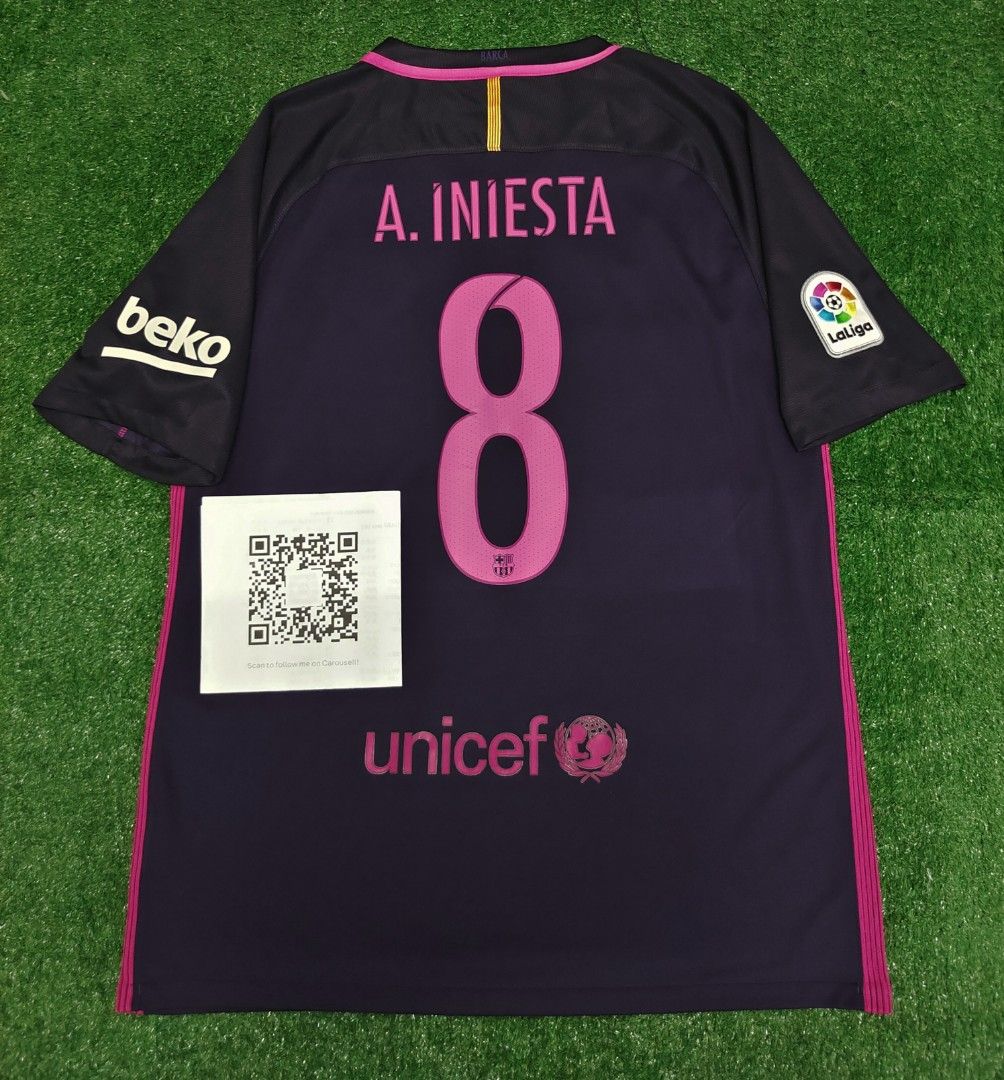 Maillot Iniesta Barcelona 2016-17 – Domicile – Taille L – Nike – Sans étiquette