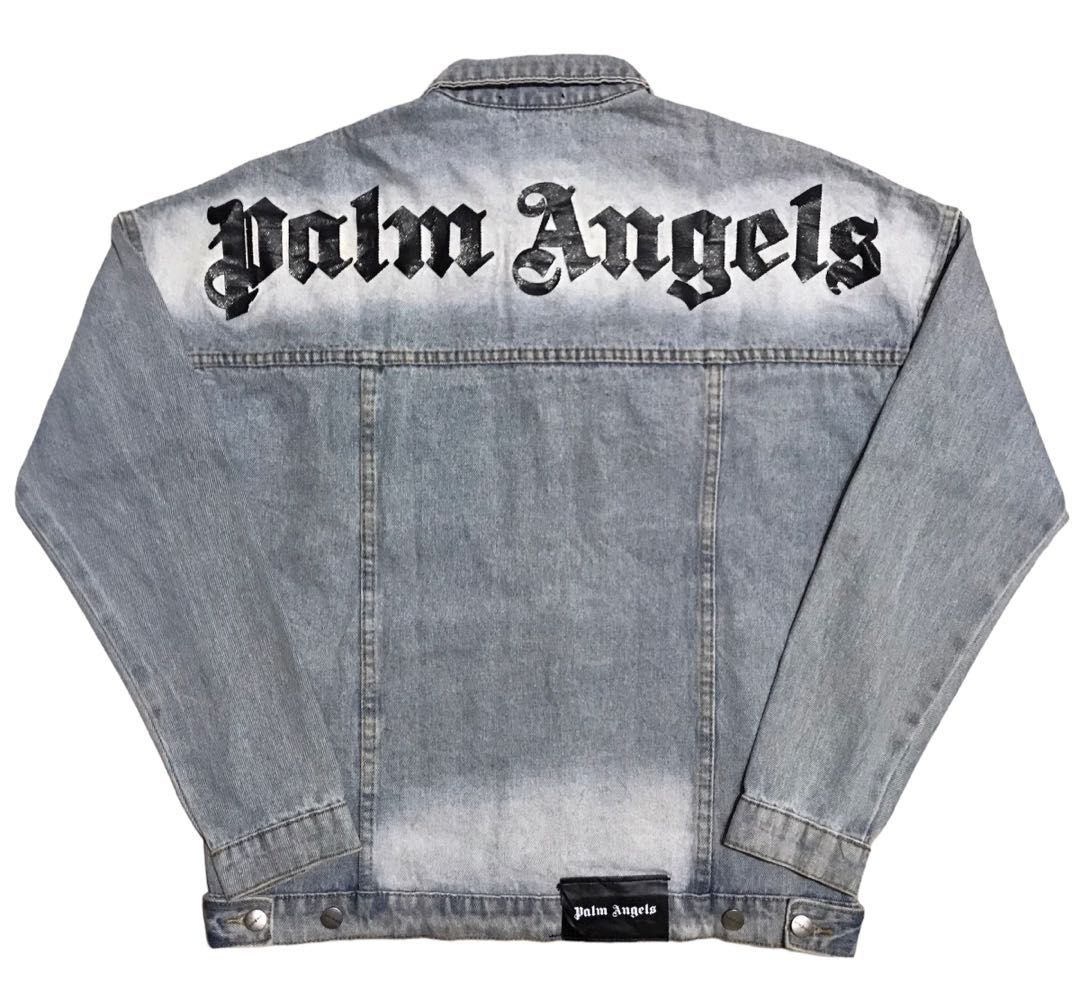 Palm Angels Big Script Logo Denim Jacket, Men's Fashion, Coats, Jackets and  Outerwear on Carousell