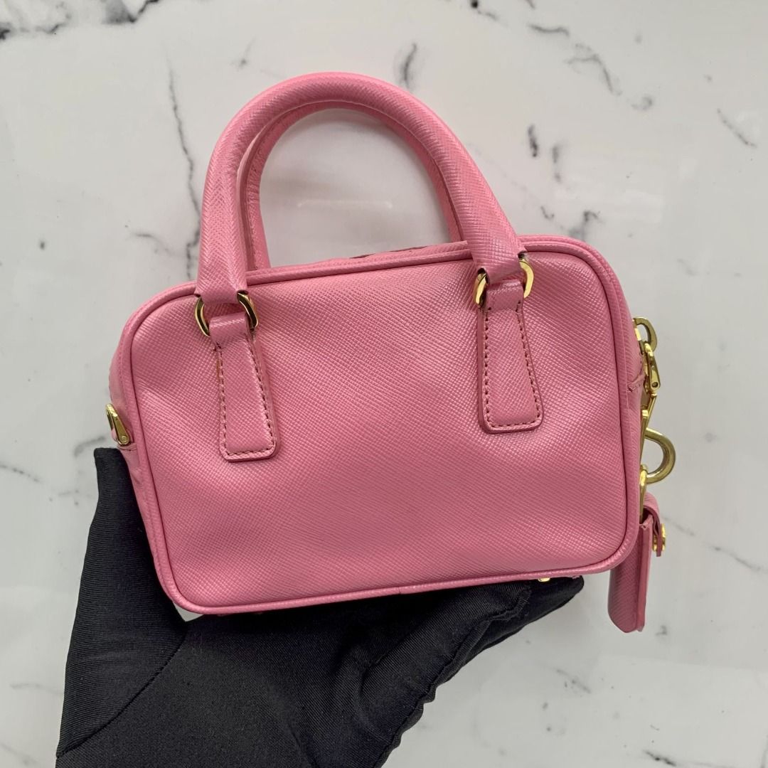 PRADA: bag in textured leather - Pearl  Prada mini bag 1BH187 2DKV online  at